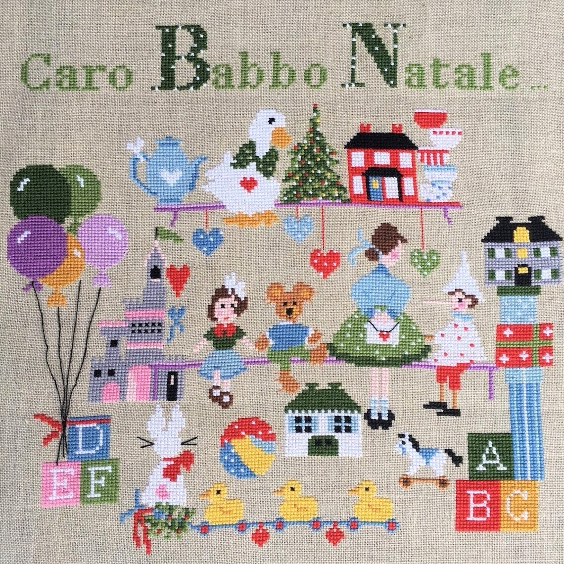 イタリア クロスステッチ リリー ヴィオレット リリ・ヴィオレット 図案 Lilli Violette【Caro Babbo  Natale】◆親愛なるサンタクロース◆チャート 輸入刺繍 輸入図案 可愛い イベント 癒し 人気 ハート 手作り 手芸 刺繍 DMC リリーさん  お家 サンタ ...