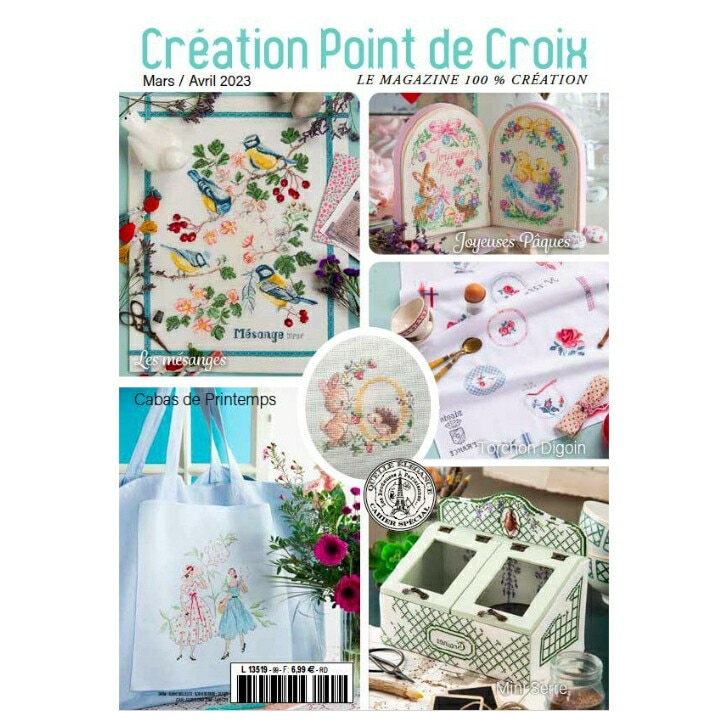 ◆CREATION POINT DE CROIX ◆2023/3-4月No.99◆フランス 輸入 クロスステッチ 専門誌 図案集 専門誌 フランス  洋書 刺繍 ★23年第2号♪ ヴェロニク アンジャンジェ サモイロフ サモさん イースター 春 うさぎ ラビット-モン*ジョリー *  Mon*Jolie