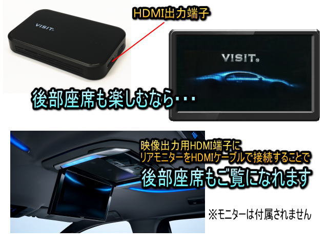 VISIT ELA-V10S リアモニター用HDMI出力端子付 ユーチューブ・NETFLIX