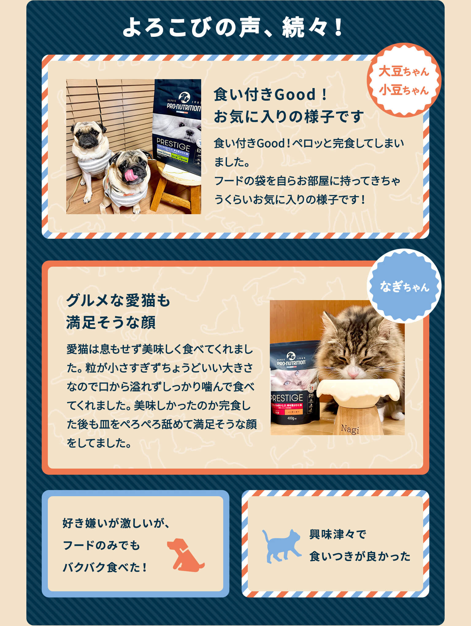よろこびの声、続々! 食いつきがいい! 生き生きとしてきた気がします フランスの最高級品質で猫も元気