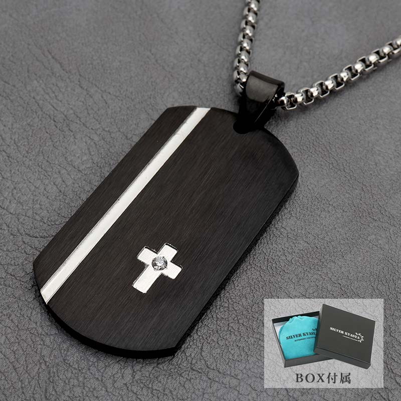 ステンレス ドッグタグネックレス [n702-black] | ネックレス