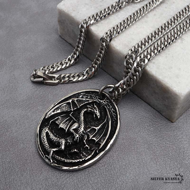 インディアンジュエリー　ネックレス　ペンダント インディアンメダル＆ダブル喜平ネックレス [n879-n348-6mm