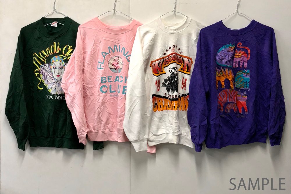プリントスウェットの入荷サンプル(カレッジ・キャラクタープリントなど)