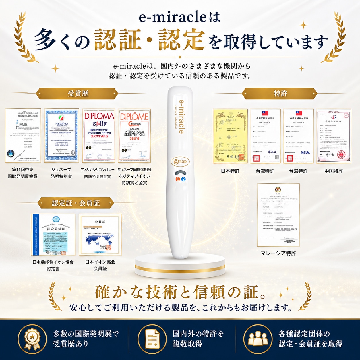 多くの認証・認定を取得しています