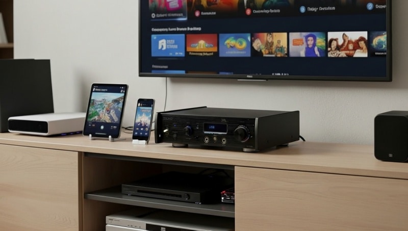 サブスクリプション、ストリーミングサービスを統合。タブレットやスマートフォンと接続。