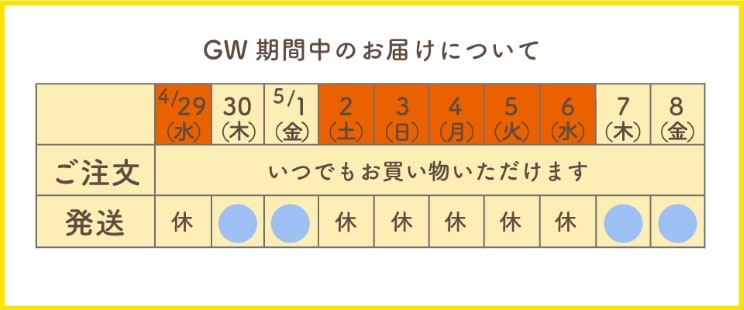 専用ページ　GW明け発送 ゴールデンウィーク期間中の配送および営業について