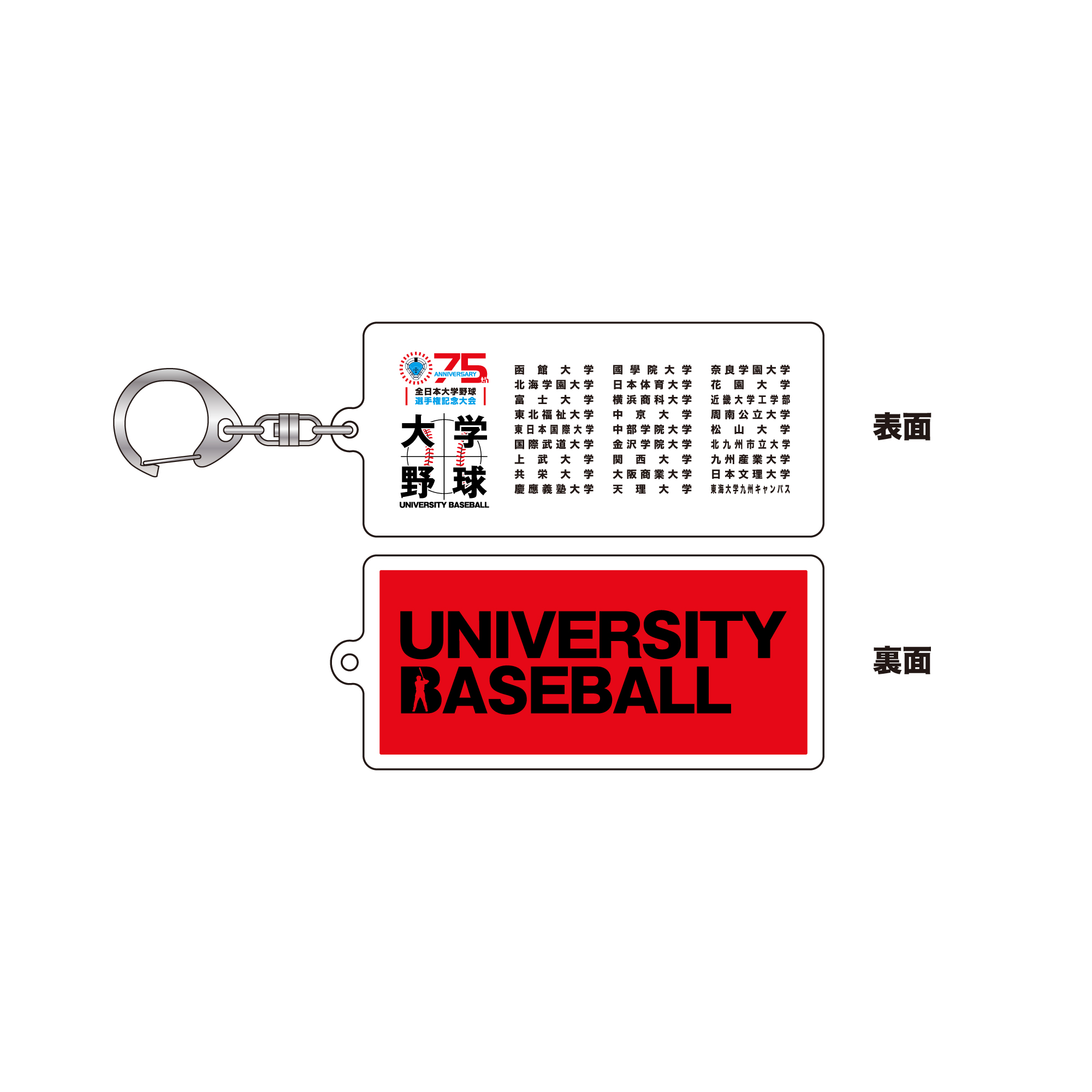 第75回全日本大学野球選手権記念大会 出場校名入りアクリルキーホルダー