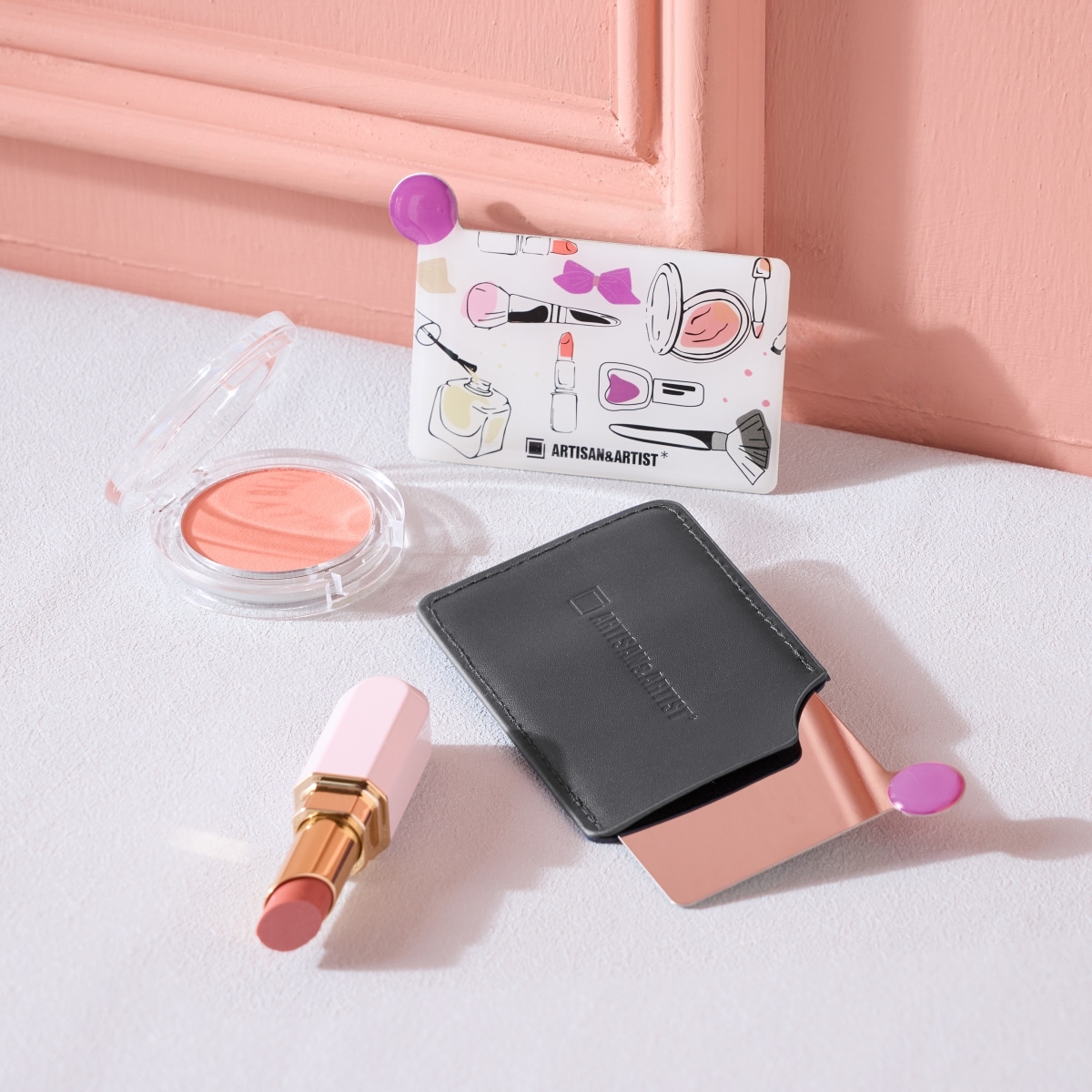 新商品】オリジナル ケース付き メタルミラー コスメ柄 5WS