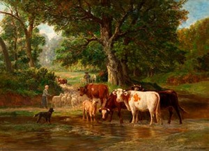 ǥ롡ѥȥ롡Cattle and Sheep fording a River