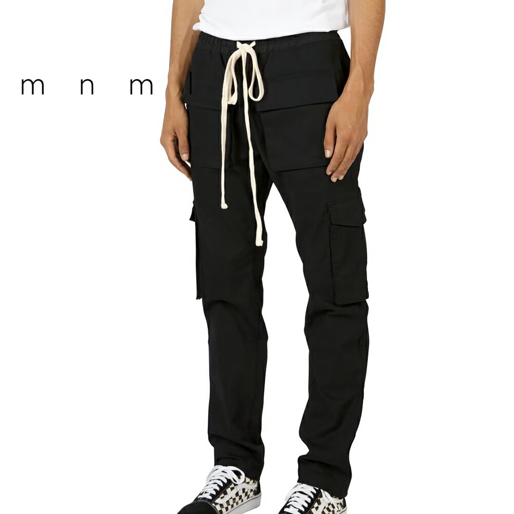 mnml ミニマル SNAP CARGO PANTS Black ドローコード スナップ カーゴパンツ XS/S/M/L/XL | すべての商品 |  ABLAZE-K