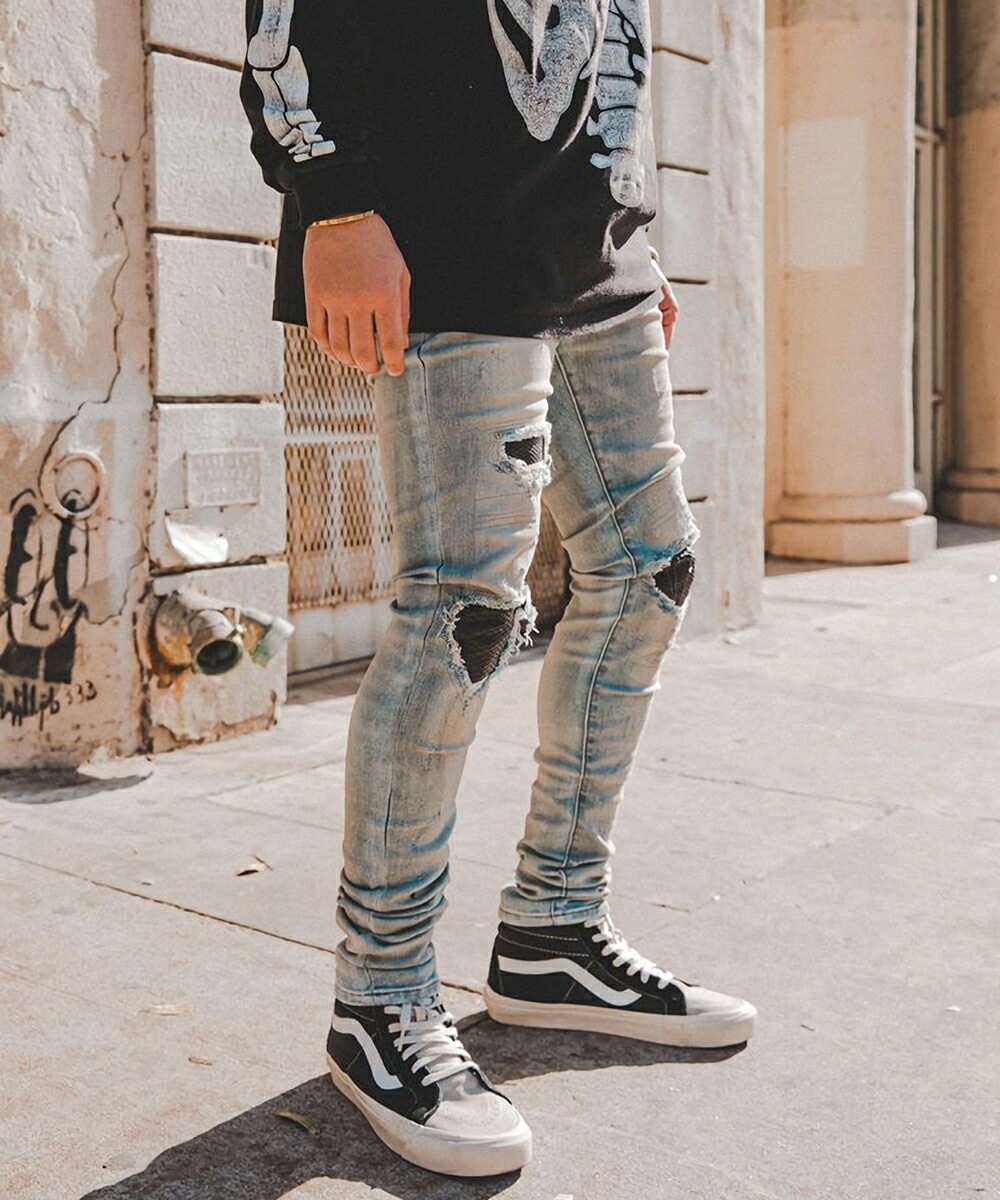 mnml デニムパンツ　ジーンズ mnml ミニマル X163 STRETCH DENIM BLUE ストレッチ デニム パンツ