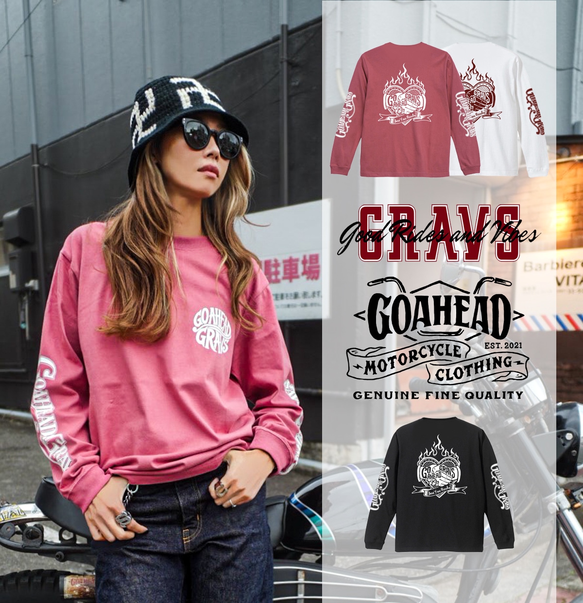 A-Y-READY? GOAHEAD×GRAVS COLLABORATION L/S TEE,GOAHEAD,ゴーアヘッド
