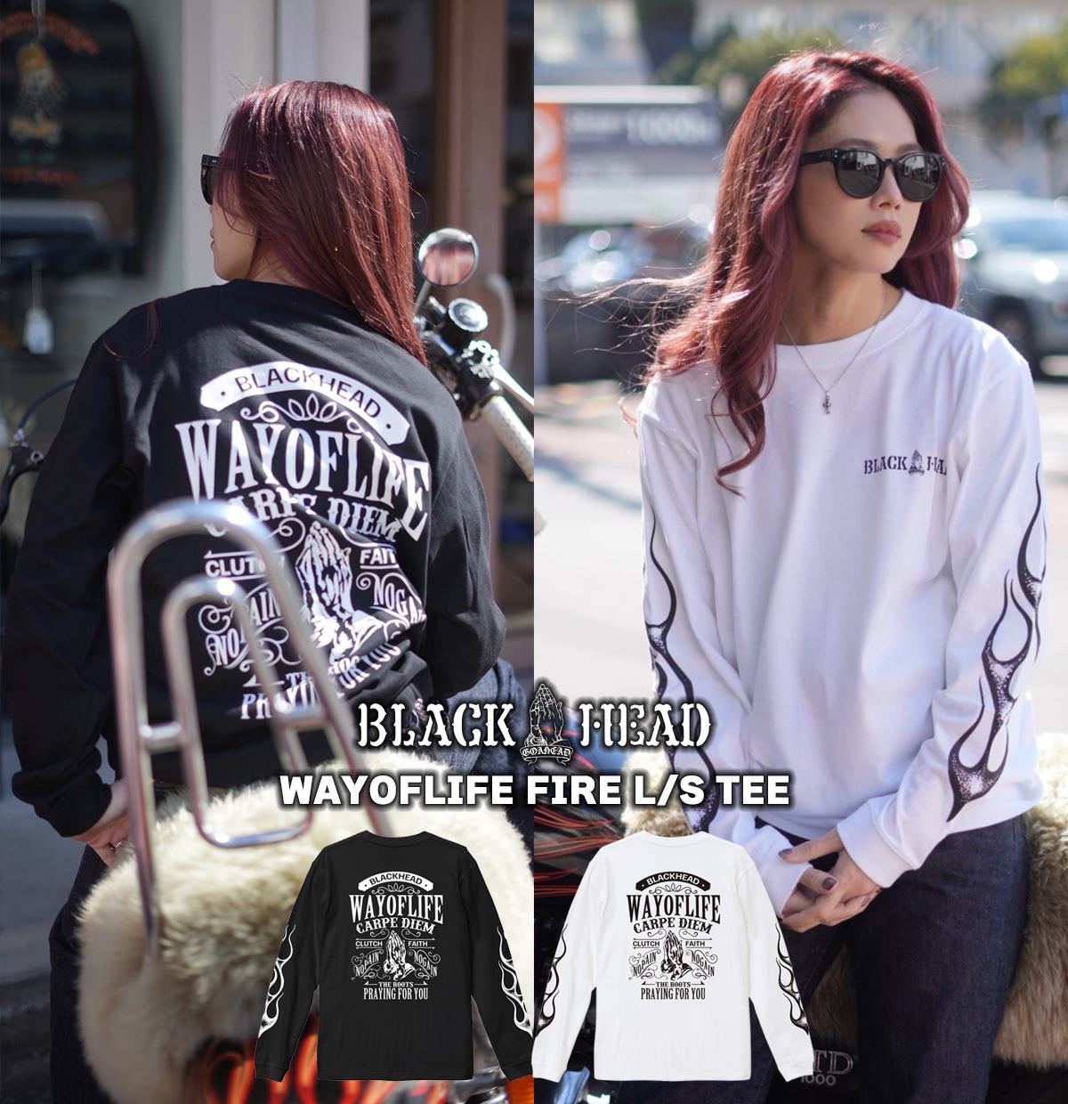 WAYOFLIFE FIRE L/S TEE,BLACK HEAD,ブラックヘッド