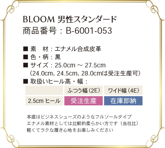 b-6001-053 取り扱いサイズ、幅、ヒール高について