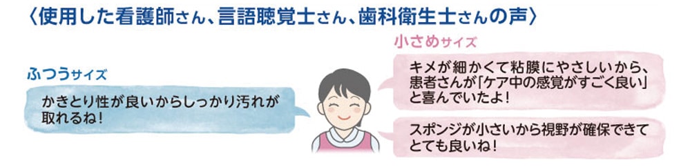使用した看護師さん、言語聴覚士さん、歯科衛生士さんの声