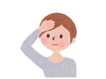 顔の近くに手を添えている