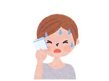 顔が汗などで濡れている