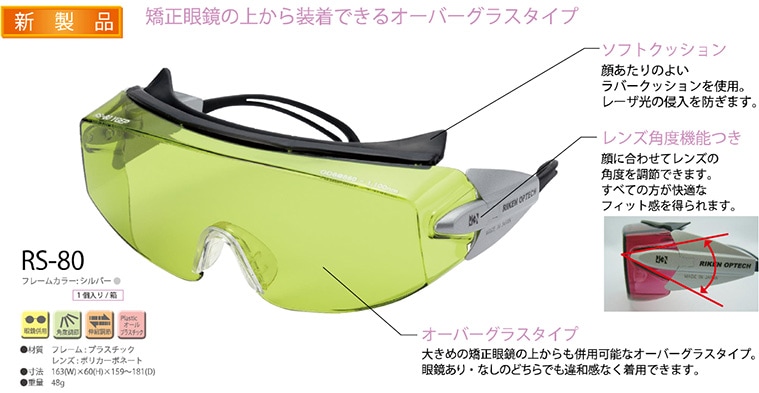 レーザー光保護眼鏡 RS-80-EX 研究、開発用