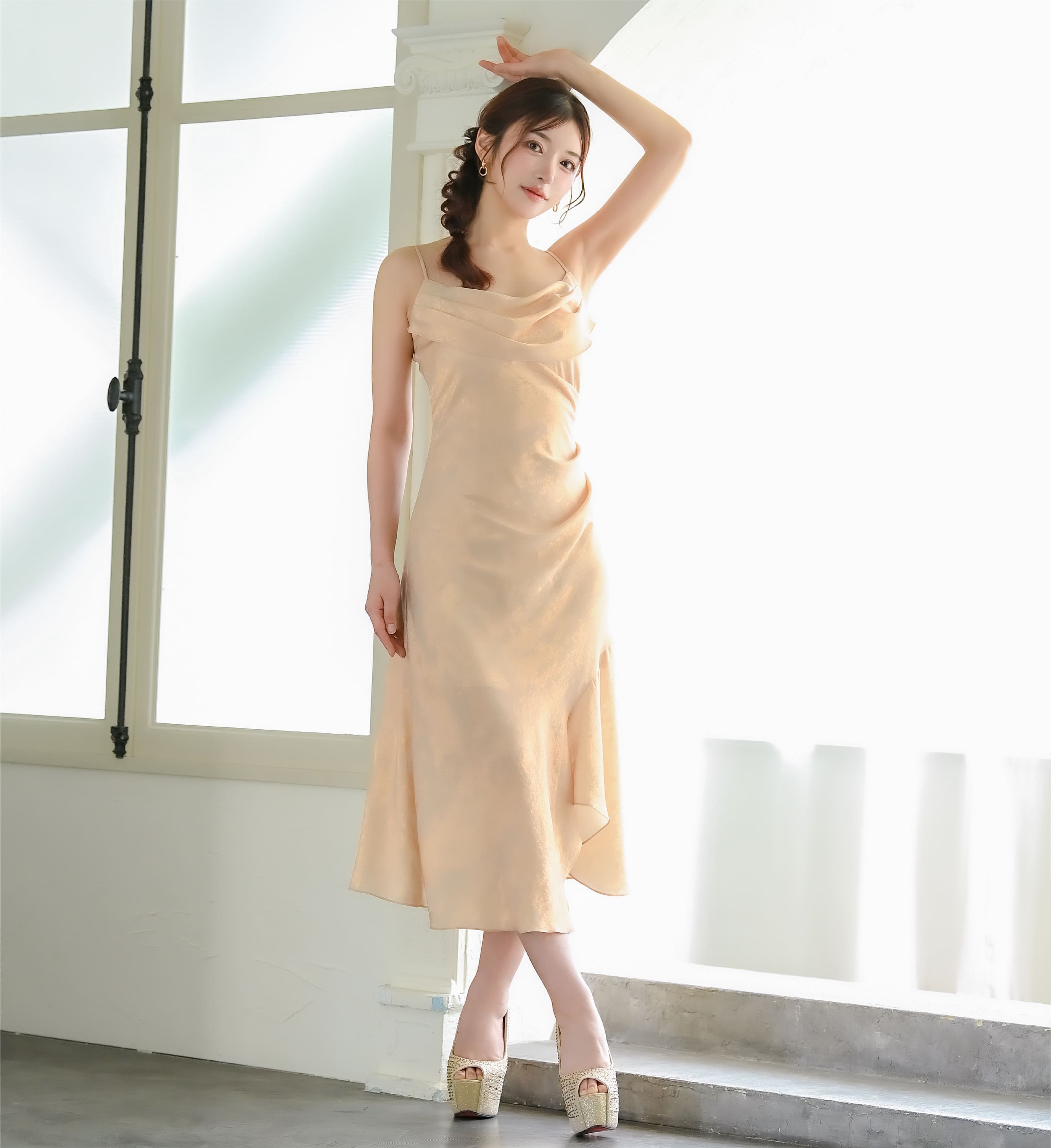 ラメサテンワンピース