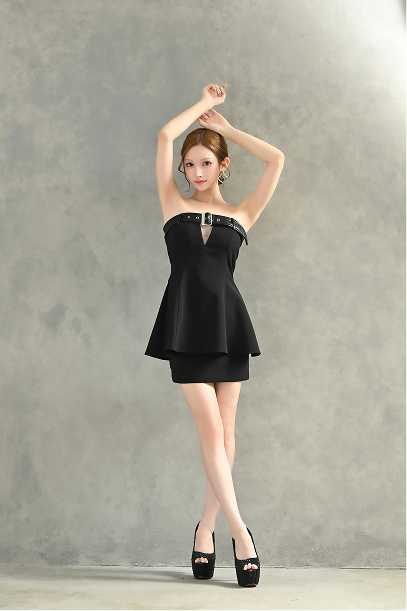 襟付きフレアワンピース