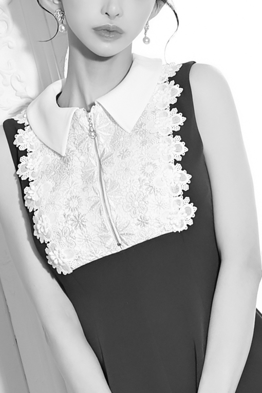 襟付きフレアワンピース