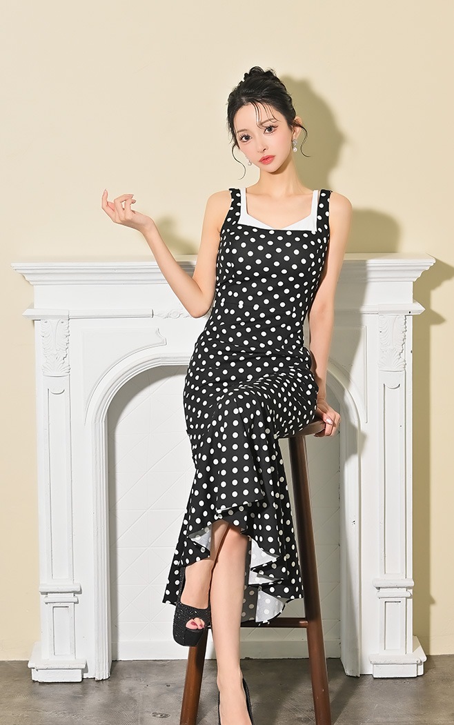 Dot Mermaid Dress ブラック