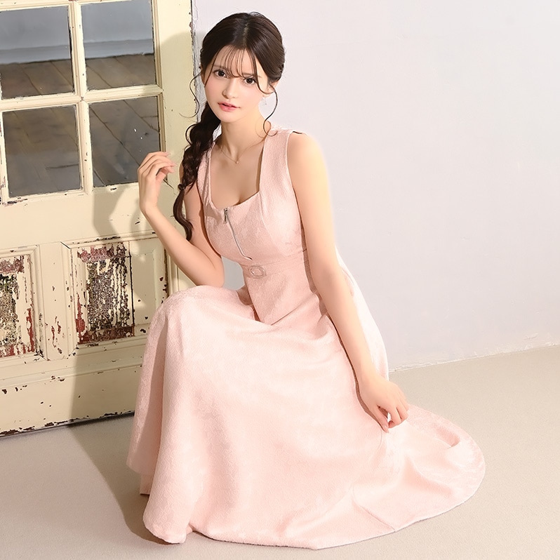 Flower Jacquard Dress ピンク