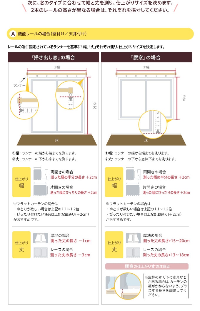 カーテンのサイズの測り方｜オーダーカーテン通販のaiika（アイカ）