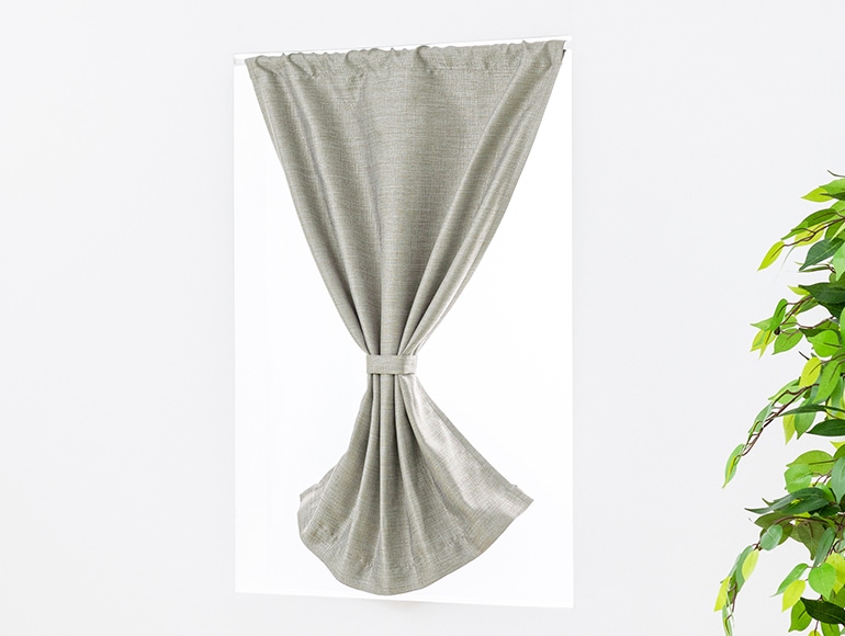 高級感のあるツイード調生地の洗える防炎カフェカーテン「ヴィンテージ