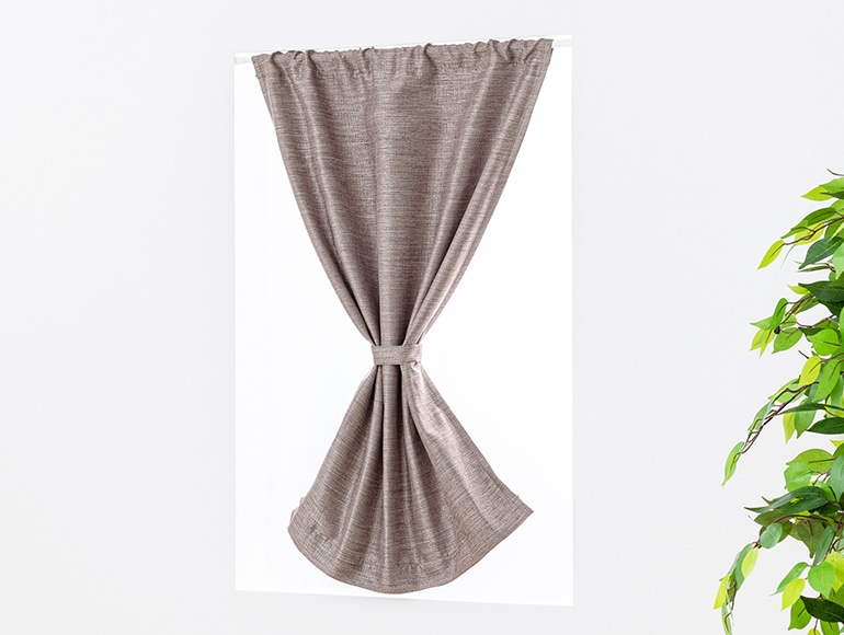 高級感のあるツイード調生地の洗える防炎カフェカーテン