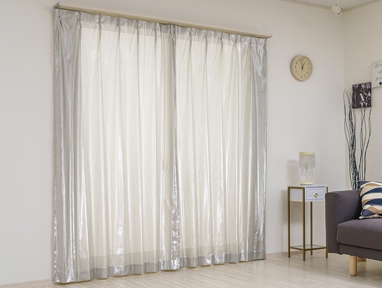 カーテン　オフホワイト（ラメあり） カーテン オフホワイト（ラメあり） オフホワイト] カーテンセット