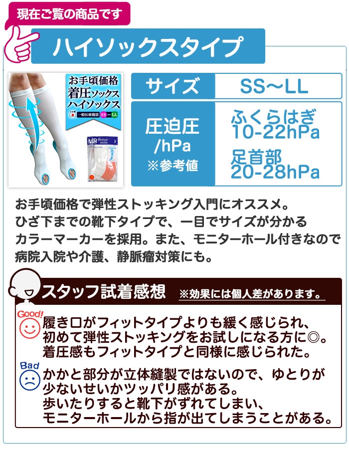 弾性ストッキング ハイソックスタイプ 医療用 靴下 着圧ソックス 廉価