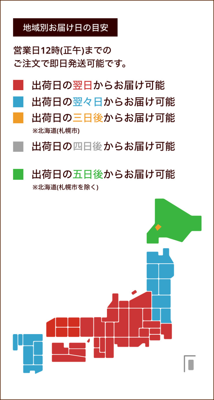 地域別お届け日の目安