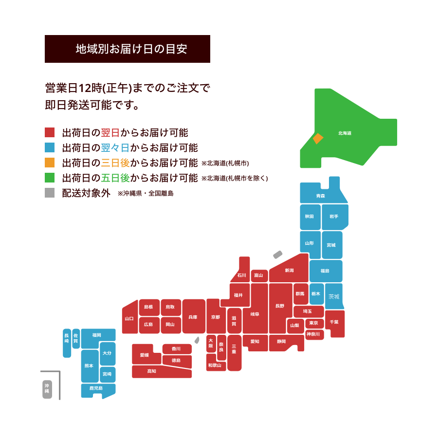 地域別お届け日の目安