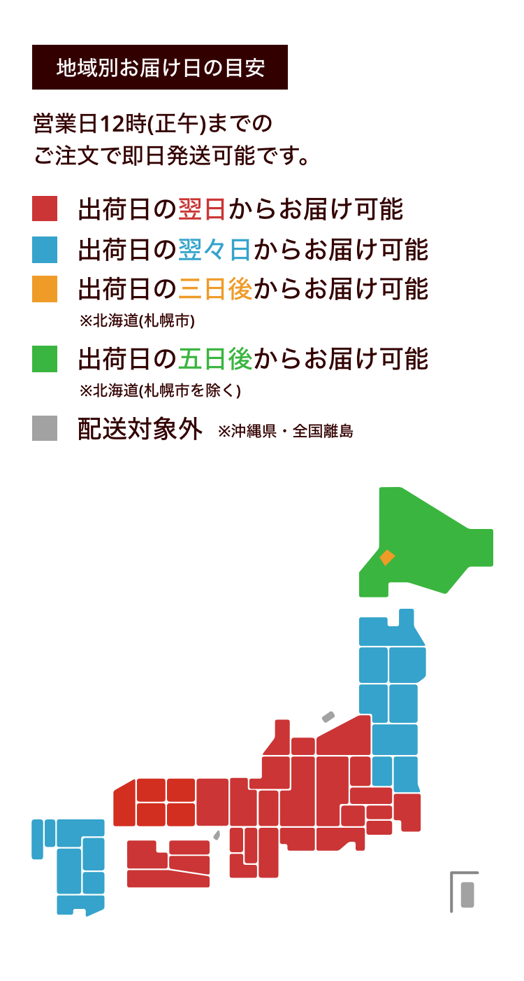 地域別お届け日の目安