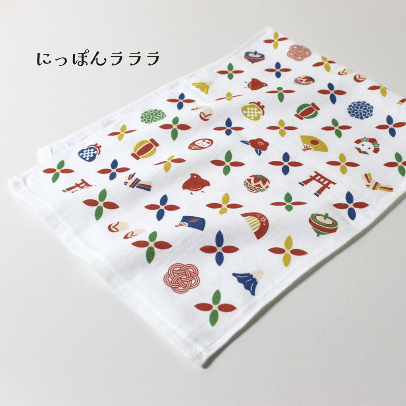 泉州産 フェイスタオル ガーゼ調×パイル (こはるさんのしあわせタオル) 日本製