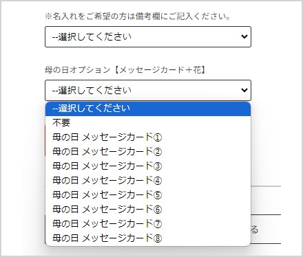 母の日オプションの選択方法