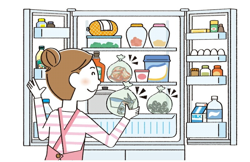 冷蔵庫で気になる食品のニオイ移り。ニオイ移りを防ぎます。
