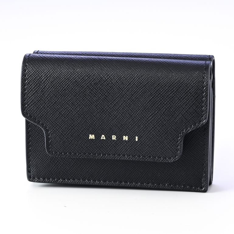 【新品未使用】MARNIマルニ 三つ折り財布 ブラック サフィアーノレザー財布