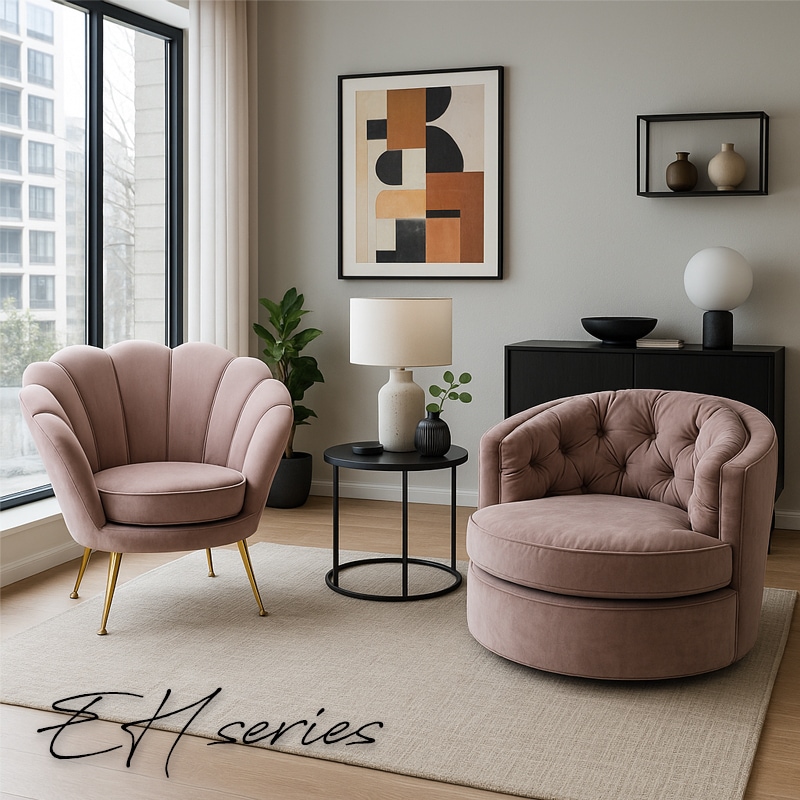 モダンなリビングチェアとソファ