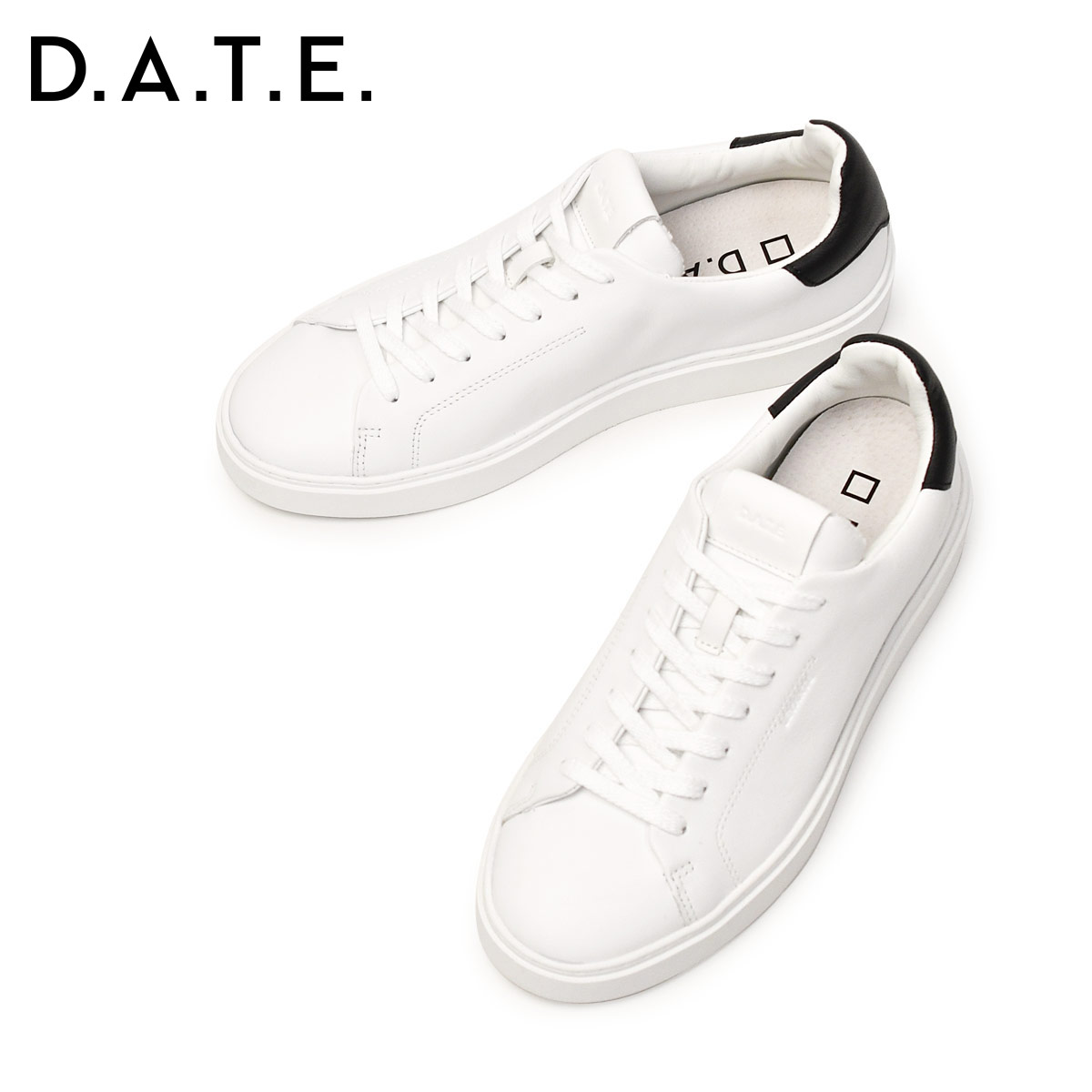 D.A.T.E.【デイト】スニーカー LEVANTE CALF WHITE BLACK スムース 