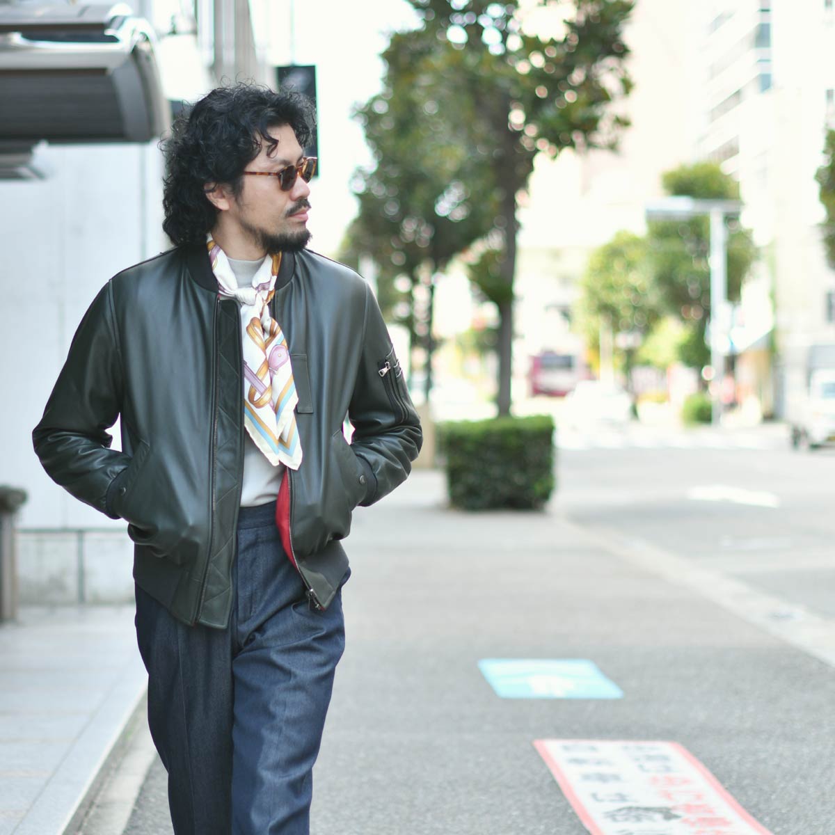 EMMETI【エンメティ】MA-1ブルゾン OLIVER SP LAMB SKIN NAPPA CERATA