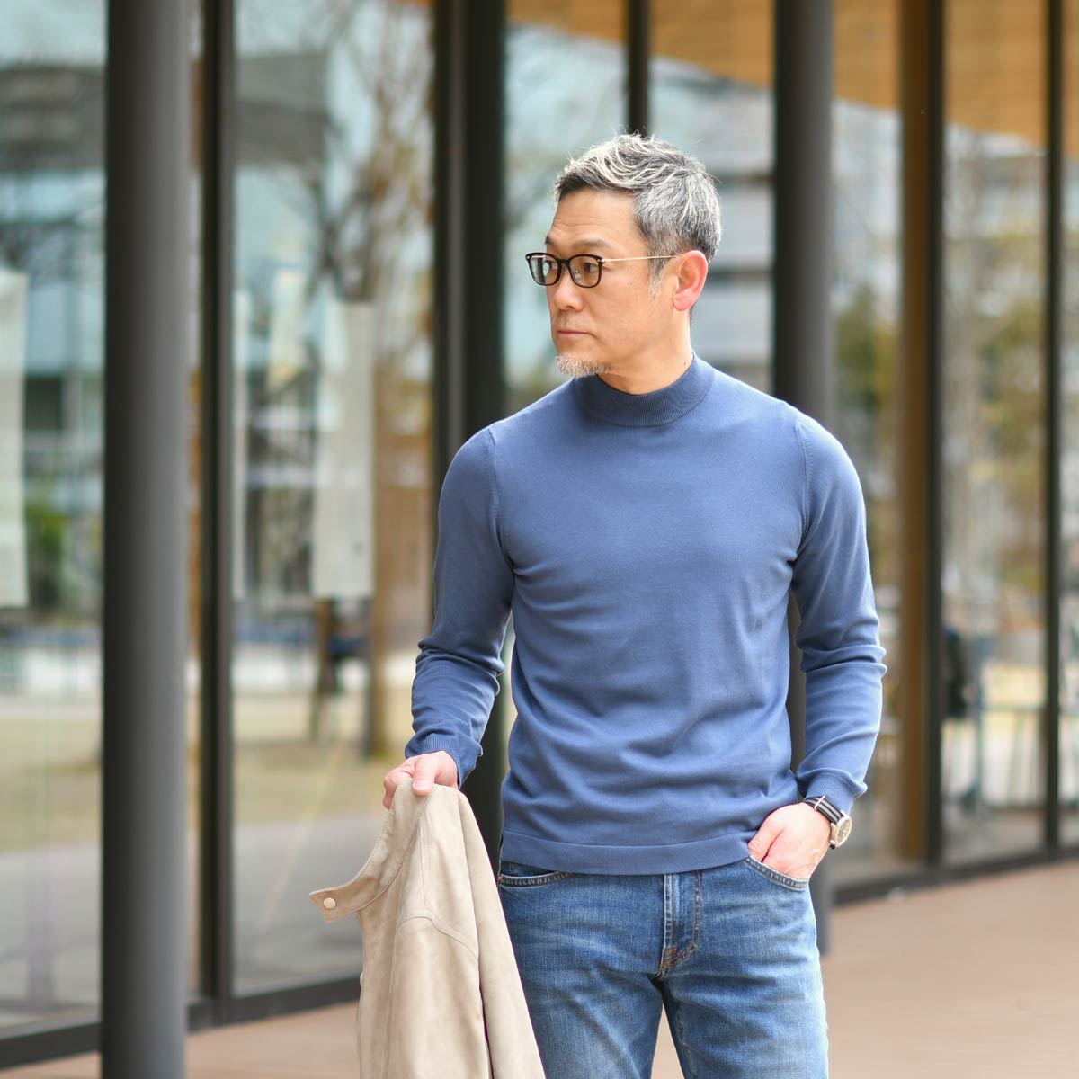 GRAN SASSO モックネックニット 極美品Gran Sassoモックネックニット黒