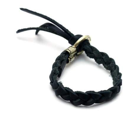 Leather Braid Bracelet / Brass