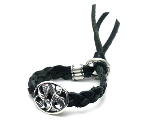Leather Braid Bracelet with swallow concho / Silver