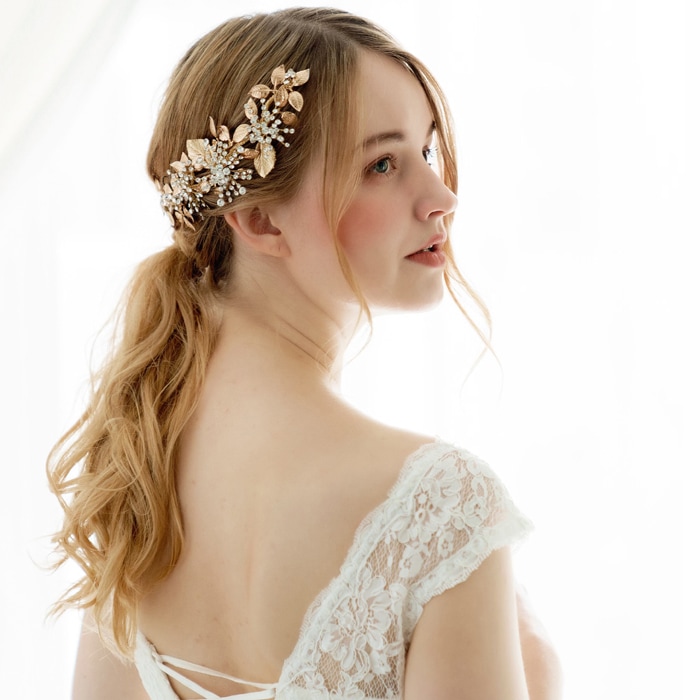 ANNAN WEDDING ゴールドヘアアクセサリー ブライダル - ヘアバンド