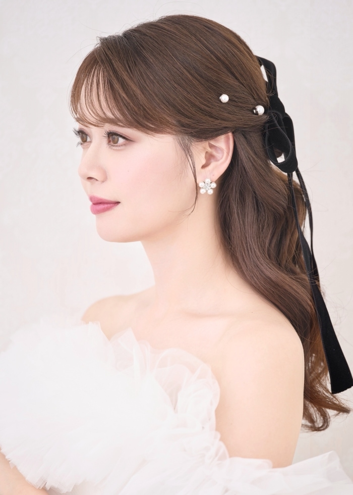 ANNAN WEDDING フラワー パール イヤリング ブライダルアクセサリーのアンナンウェディング