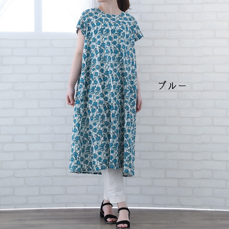 AmeriVINTAGE 花柄 シアー素材 半袖 ひざ丈ワンピース 30%OFF】ワンピース 半袖 レディース 膝丈 夏 花柄 きれいめ