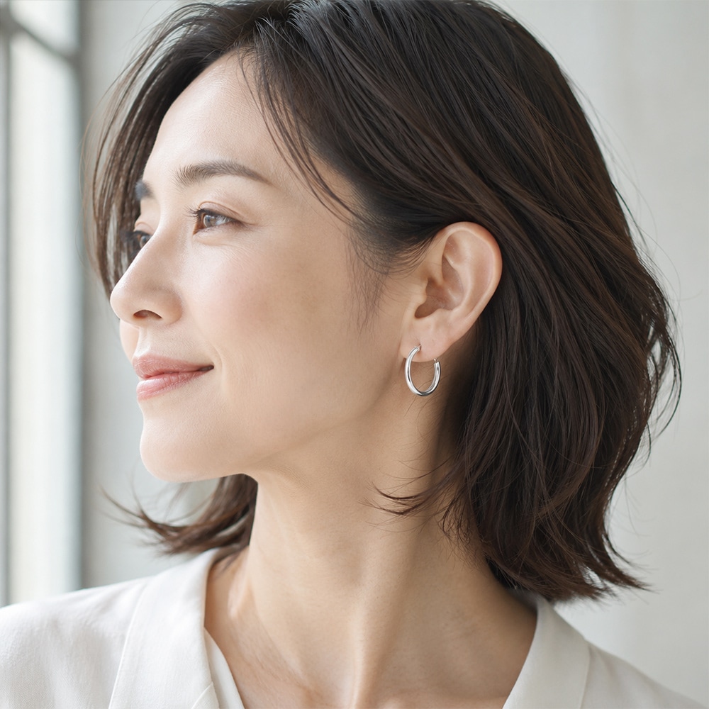 フープピアス シルバー925 ピアス レディース 金属アレルギー対応