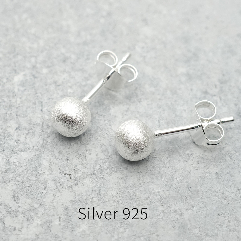 ピアス レディース シルバー925 マット ボール 金属アレルギー対応